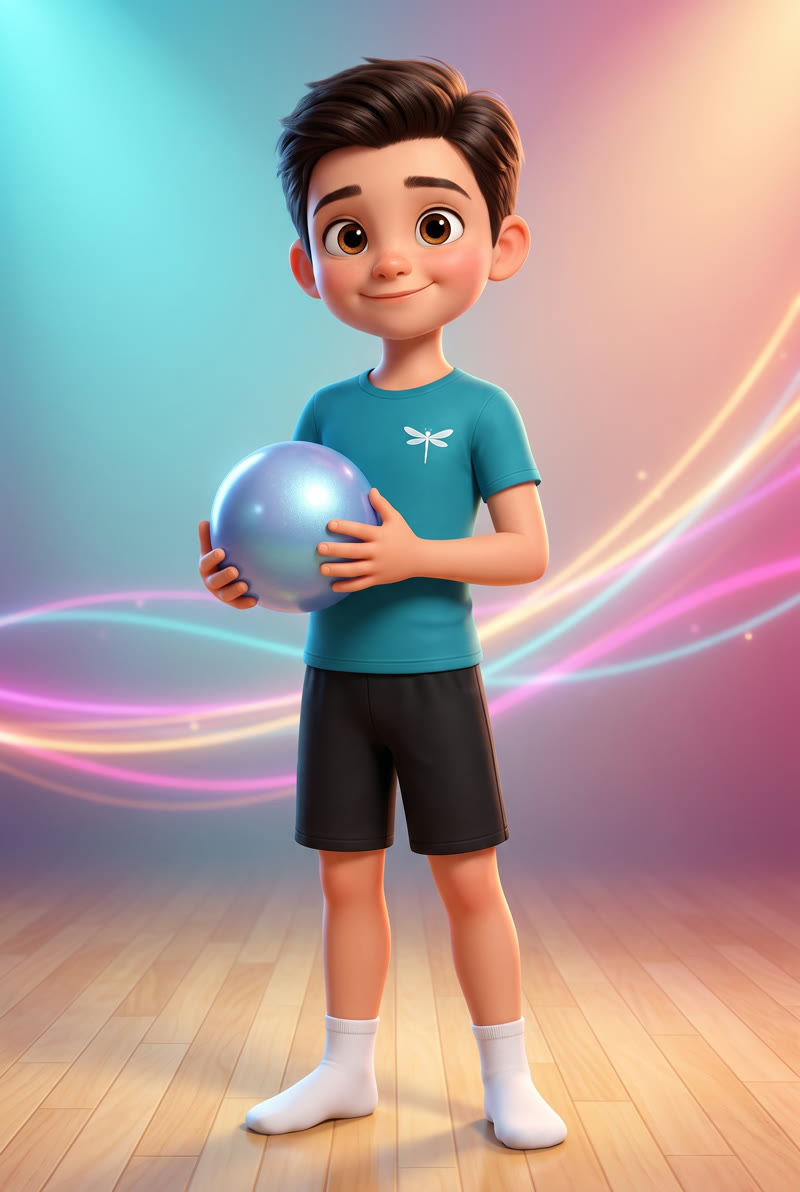 Tommaso, 8 anni, ginnastica ritmica