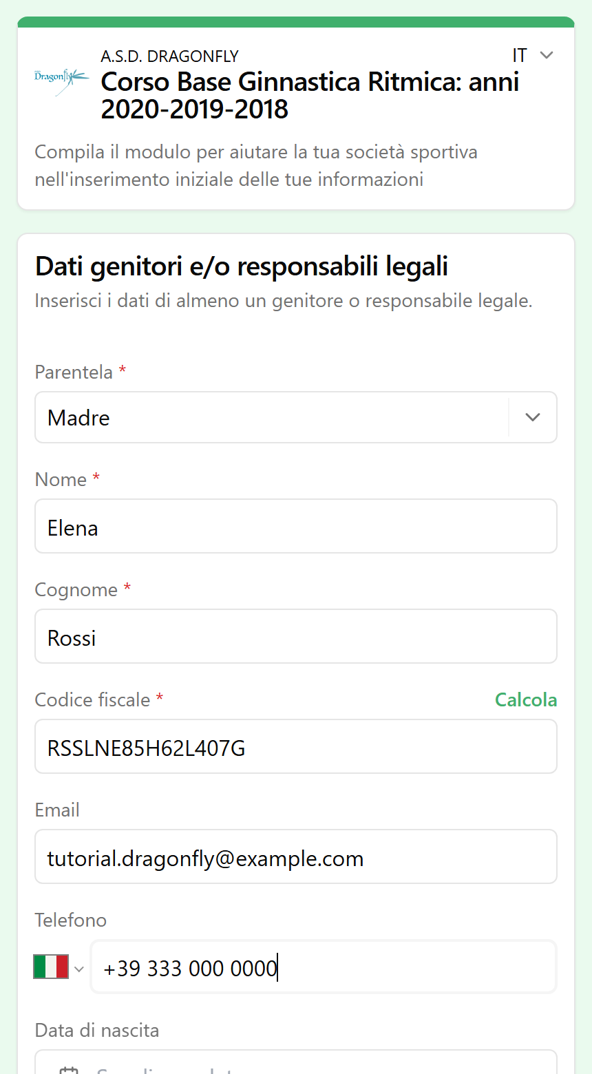 Dati del genitore