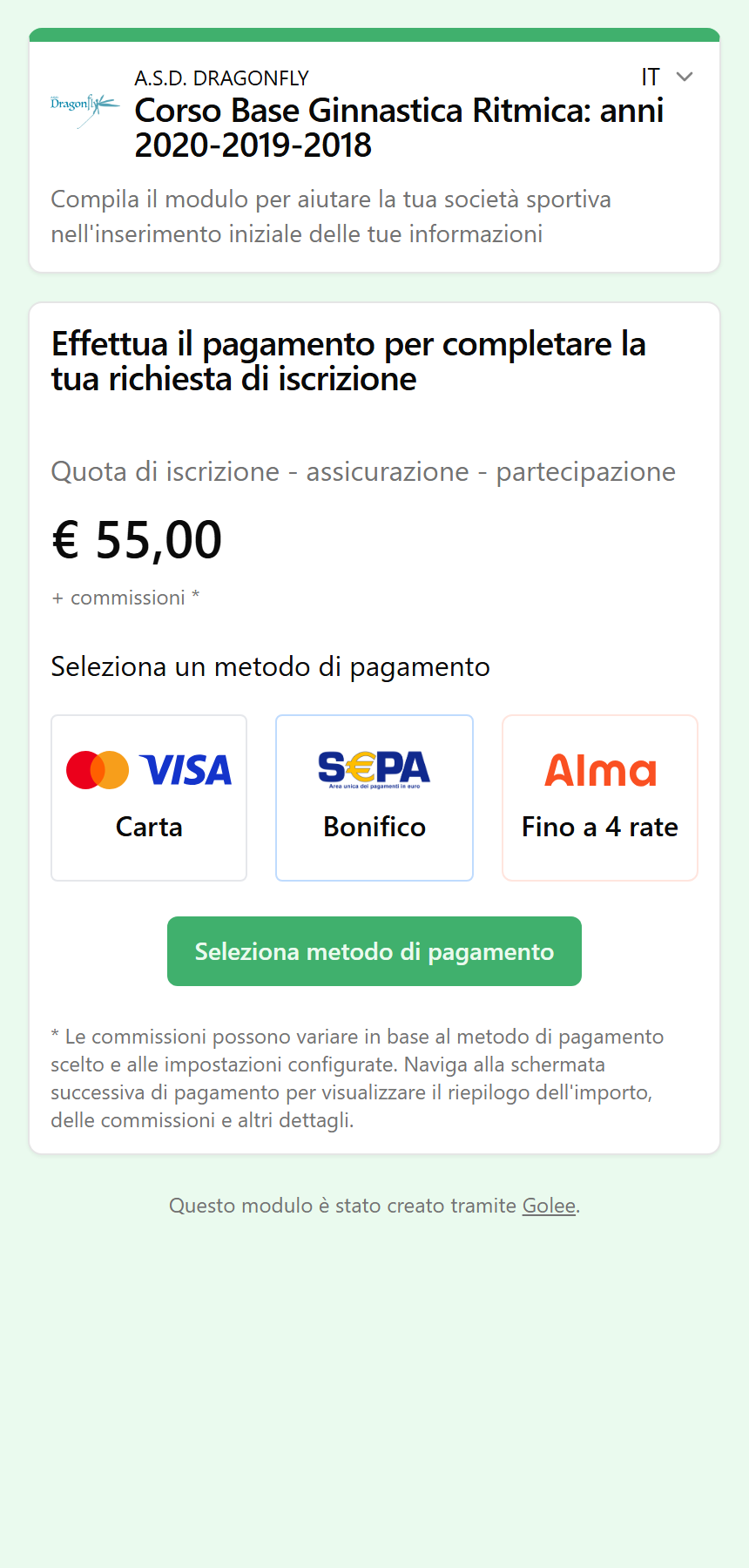 Pagamento dei 55 euro