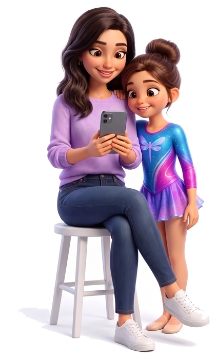 Mamma e figlia con il telefono